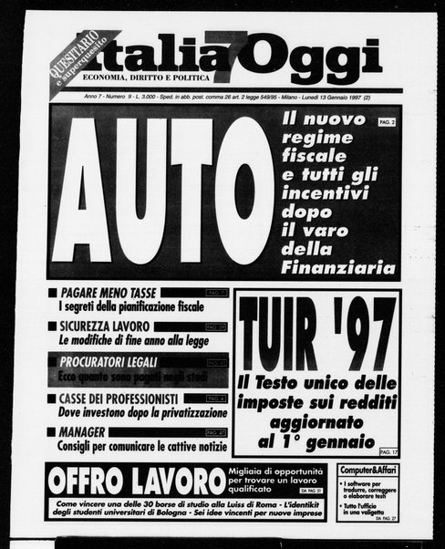 Italia oggi : quotidiano di economia finanza e politica